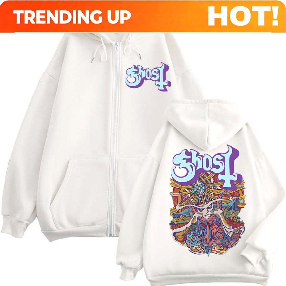 Mens Fashion Zip Up Hoodies - เสื้อฮู้ดซิปกราฟิก Ghost Band แฟชั่น Y2k สำหรับผู้ชายและผู้หญิง