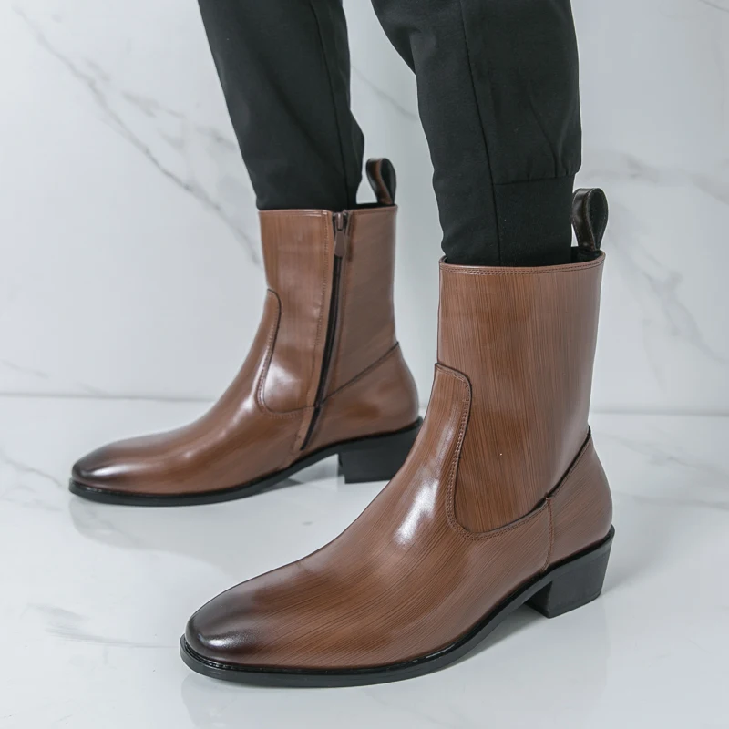 Men'S Fashion News - รองเท้าบูทหุ้มข้อคลาสสิก สวมใส่สบาย รองเท้าบูทแฟชั่นผู้ชาย รองเท้าหนังลำลองแบบเชลซี ดีไซน์ใหม่ รองเท้าหุ้มข้อสูง
