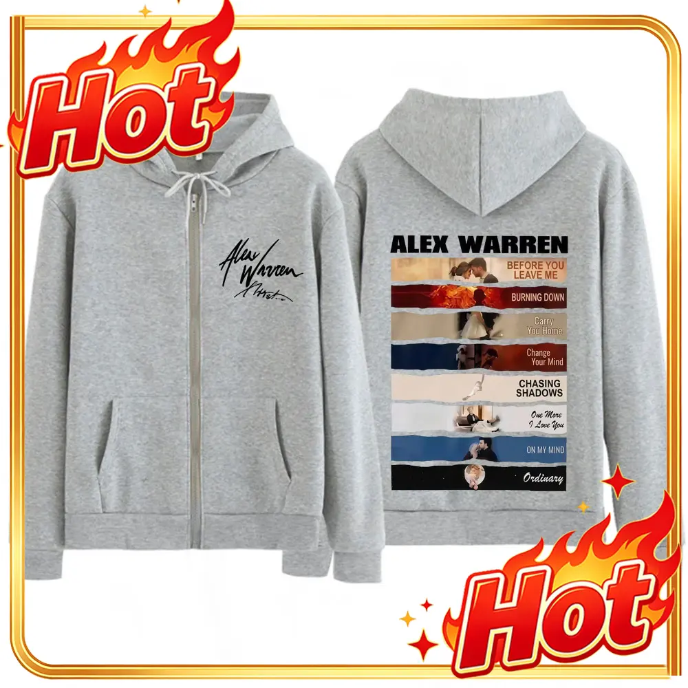 Mens Fashion Zip Up Hoodies - เสื้อฮู้ดมีซิปพิมพ์ลายทัวร์ 2026 ของนักร้อง Alex Warren เสื้อสเวตเตอร์แฟชั่นสำหรับชายและหญิง