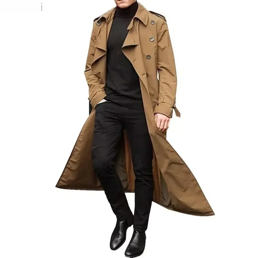 Men'S Fashion X - ผู้ชายยาว Trench Coats แจ็คเก็ตแฟชั่น Elegant Men