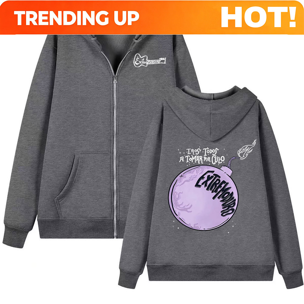 Mens Fashion Zip Up Hoodies - เสื้อฮู้ดซิป Band Extremoduro Album 2026 Tour
