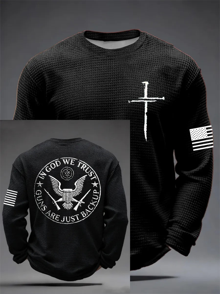 Men'S Fashion T Shirts - เสื้อยืดแขนยาวผู้ชาย ลายพิมพ์ 3D รูปกากบาท ระบายอากาศได้ดี สวมใส่สบาย