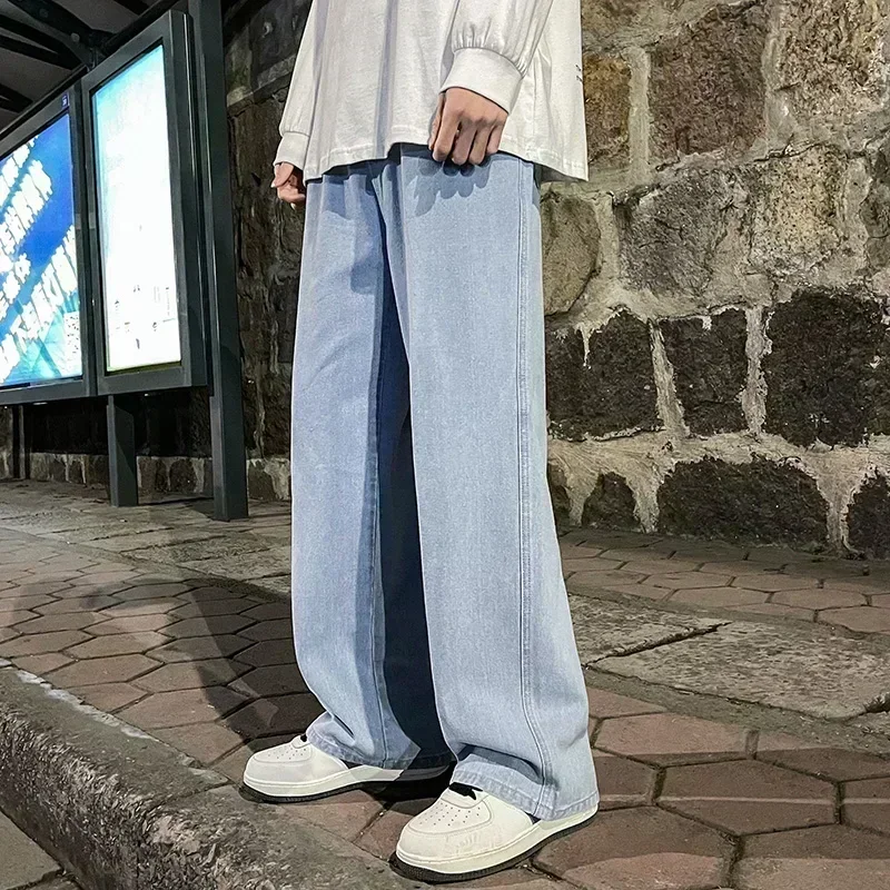 Men'S Fashion Grey Jeans - กางเกงยีนส์ผู้ชายสไตล์เกาหลี แฟชั่นใหม่ ทรงหลวม ใส่สบาย แนวสตรีท ฮาราจูกุ