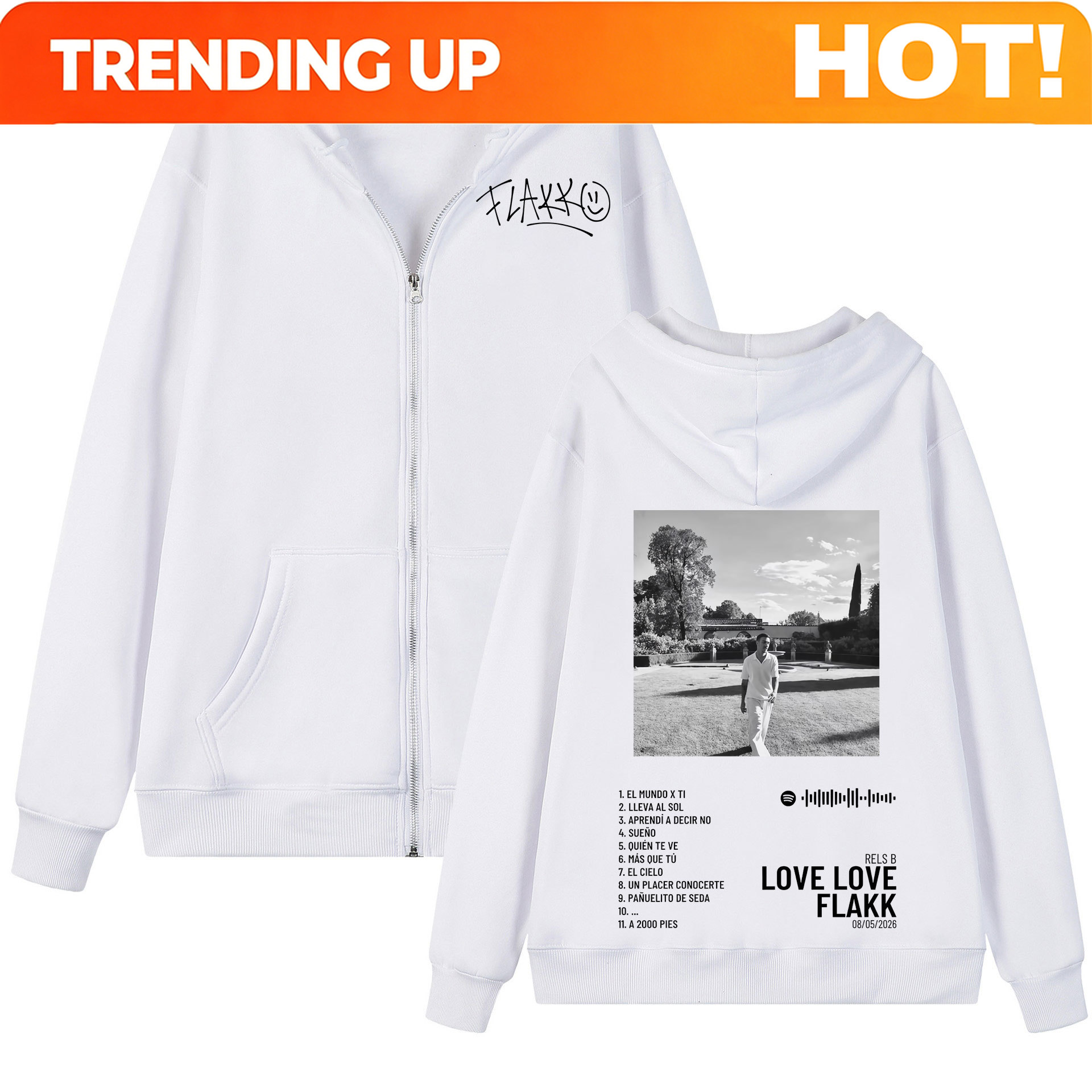 Mens Fashion Zip Up Hoodies - เสื้อฮู้ดซิปกราฟิก Rapper Rels B Love Love
