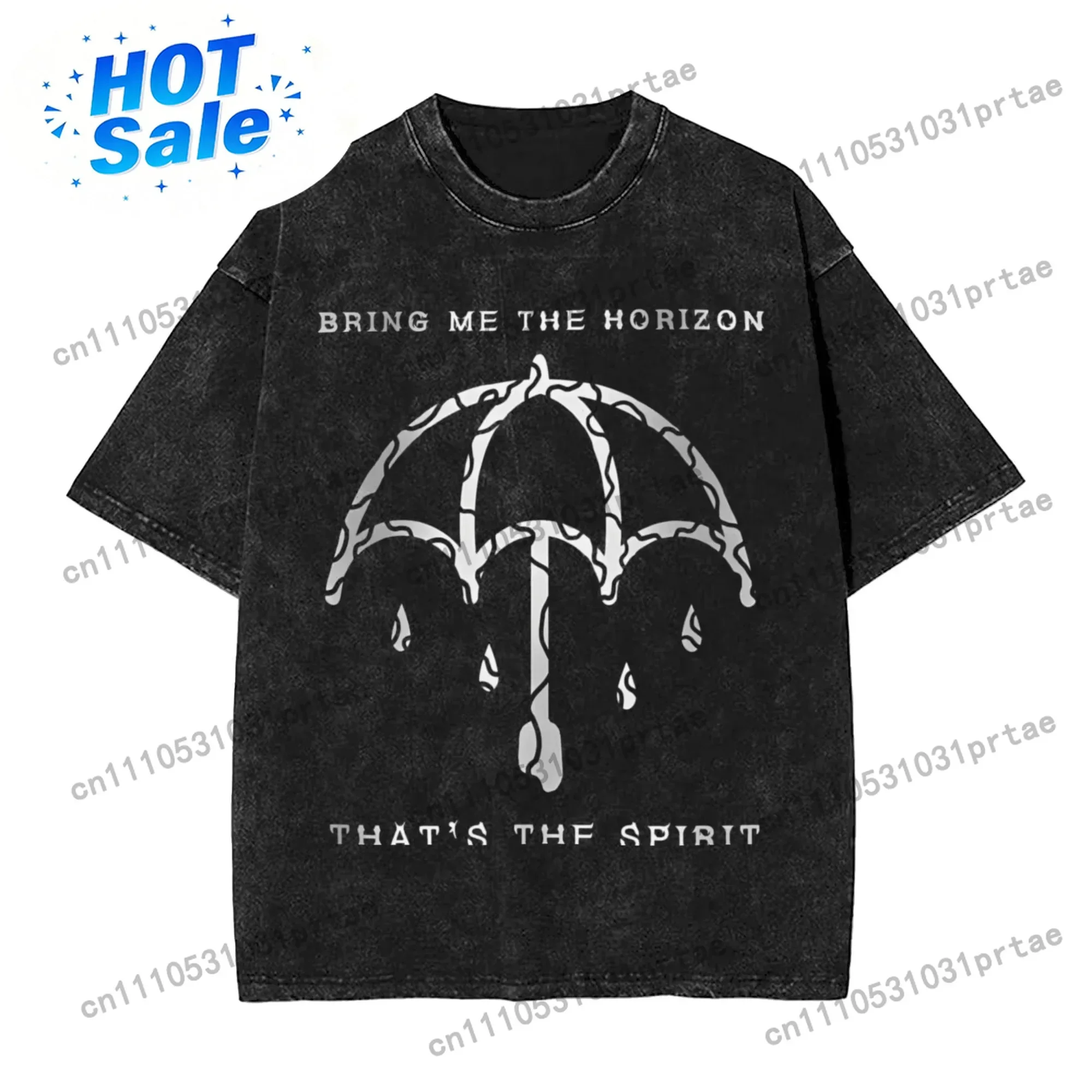 Poster Men Fashion - BMTH Bring Me The Horizon อัลบั้มโปสเตอร์กราฟิกพิมพ์ลายเสื้อยืดวินเทจแฟชั่นสำหรับผู้ชายผู้หญิงเสื้อยืดโอเวอร์ไซส์ทรงหลวมสีดำ
