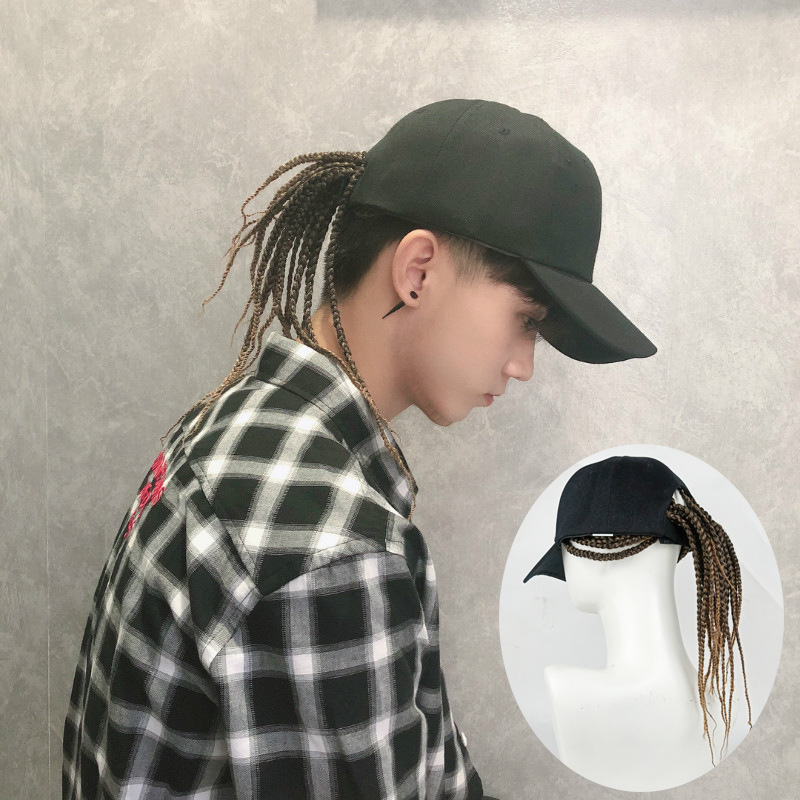 Men'S Fashion With Hat - วิกผมสังเคราะห์แบบมีผมหยิกในตัว แฟชั่นวิกผมหยิกสำหรับผู้ชาย แบบคาดศีรษะ สามารถสวมใส่เป็นผมหางม้าได้โดยตรง