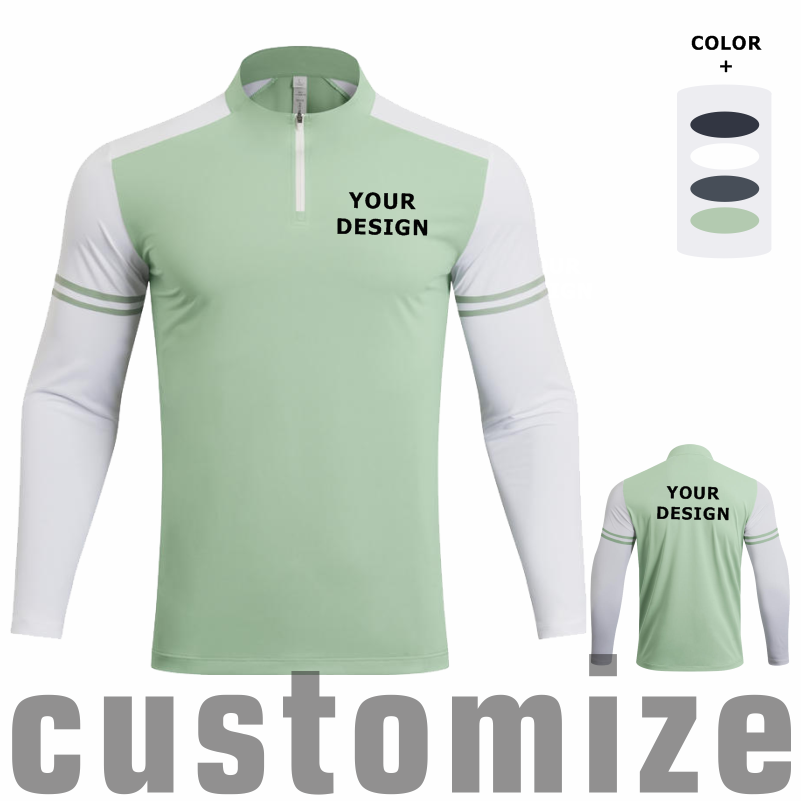 Men'S Fashion T Shirts - เสื้อยืดแขนยาวแบบซิปครึ่งตัว ผู้ชาย ผ้าสแปนเด็กซ์ สำหรับออกกำลังกาย ฟิตเนส เล่นกีฬา