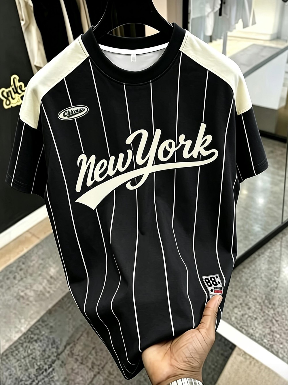 Men'S Fashion New York - เสื้อยืดคอกลมพิมพ์ลายตัวอักษร New York สำหรับผู้ชาย รุ่นใหม่ ทันสมัย