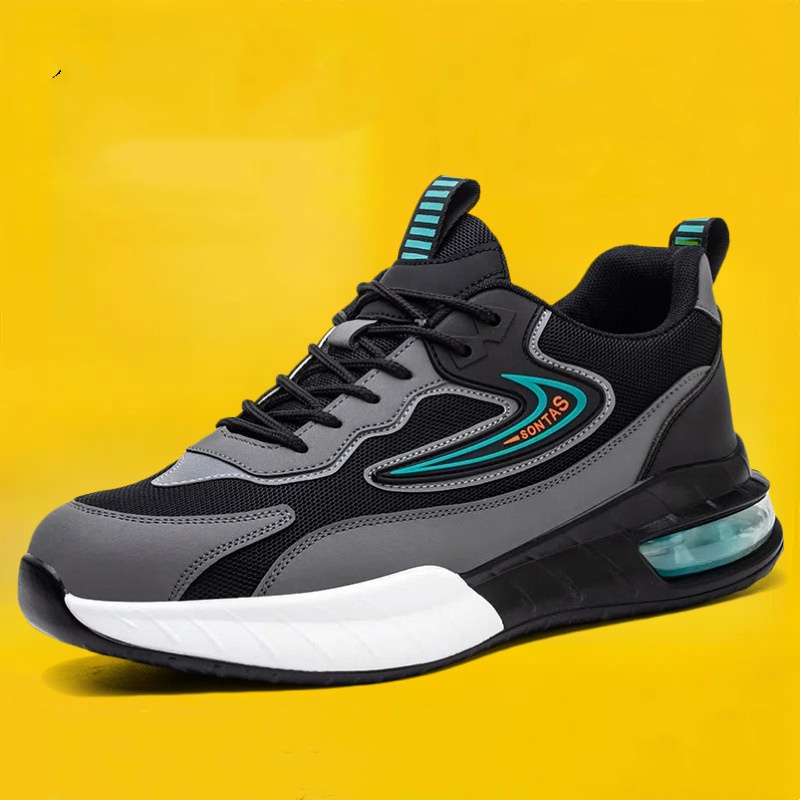 Mens Fashion Trainers - รองเท้าบูทนิรภัยหัวเหล็กแฟชั่นผู้ชาย รองเท้าทำงาน รองเท้าบูทนิรภัย รองเท้าผ้าใบบุรองลม รองเท้าทำงาน รองเท้าป้องกันอันตราย