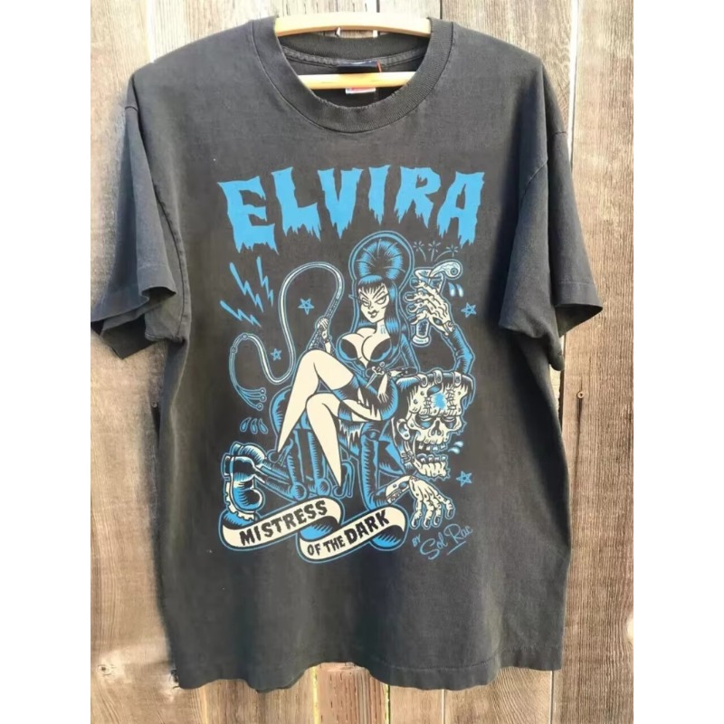 Poster Men Fashion - เสื้อยืดพิมพ์ลายโปสเตอร์ภาพยนตร์ 'ราชินีแห่งความมืด อวิลลา' สำหรับผู้ชายและผู้หญิง เสื้อยืดแฟชั่นฤดูร้อนแบบหลวมๆ รุ่นใหม่