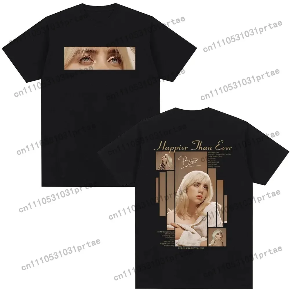 Poster Men Fashion - เสื้อยืดพิมพ์ลายกราฟิกโปสเตอร์อัลบั้ม Billie Eilish Hit Me Hard