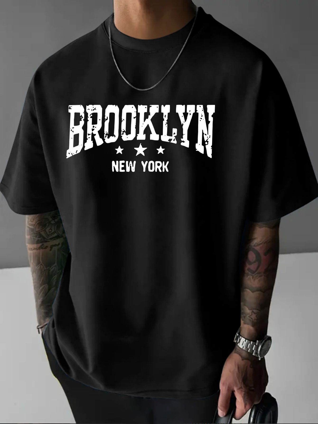 เสื้อยืดแขนสั้นคอกลมพิมพ์ลายบร - Men'S Fashion New York บทวิจารณ์และราคา