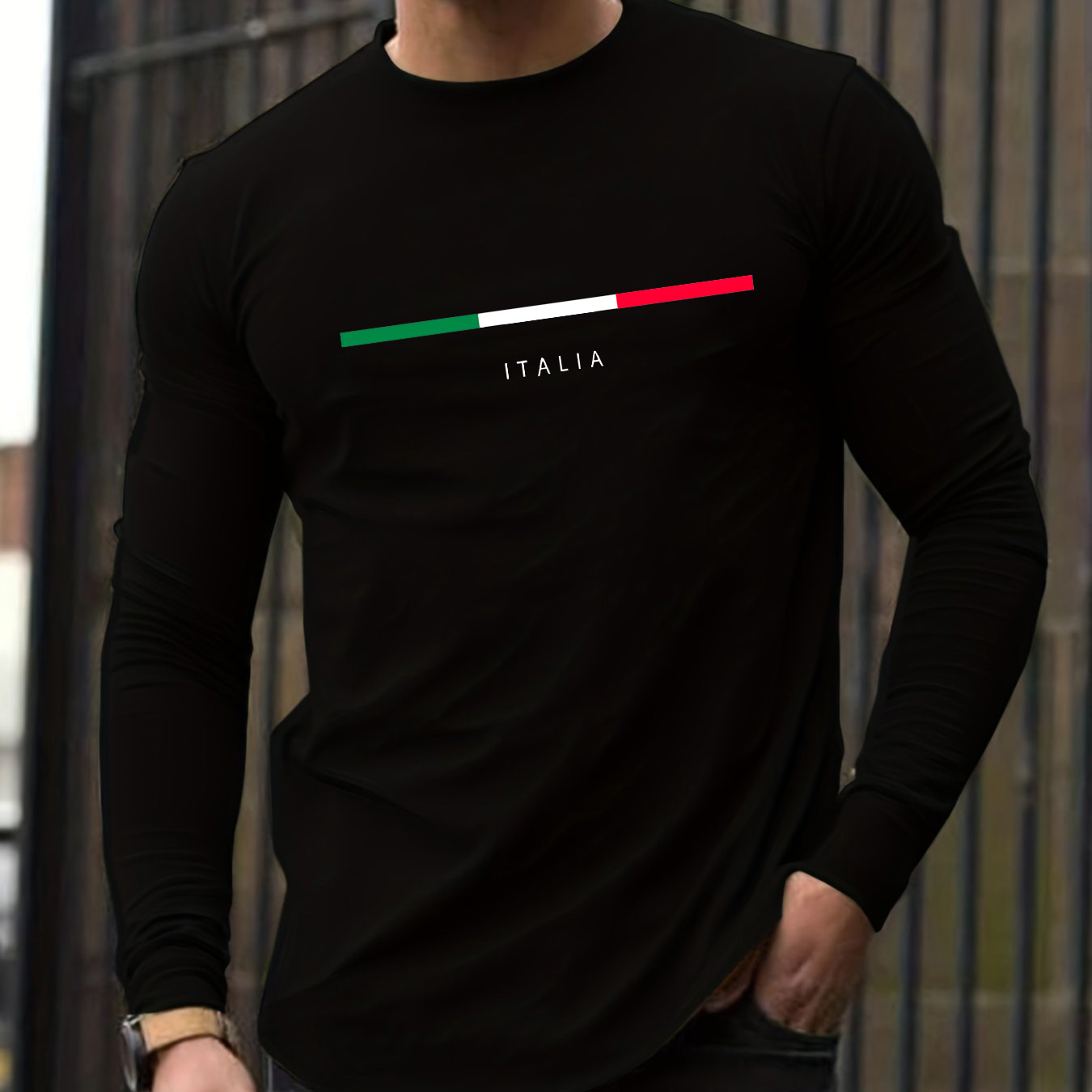 เสื้อยืดแขนยาวคอกลมผู้ชาย ผ้าฝ - Men'S Fashion T Shirts บทวิจารณ์และราคา
