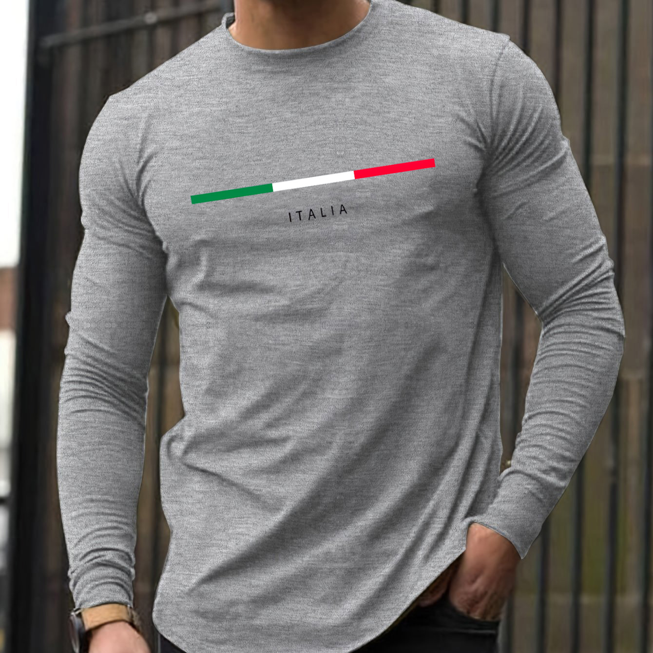 เสื้อยืดแขนยาวคอกลมผู้ชาย ผ้าฝ - Men'S Fashion T Shirts บทวิจารณ์และราคา