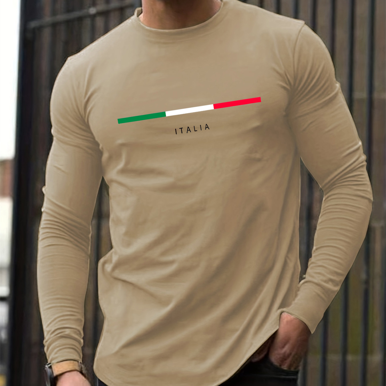 เสื้อยืดแขนยาวคอกลมผู้ชาย ผ้าฝ - Men'S Fashion T Shirts บทวิจารณ์และราคา