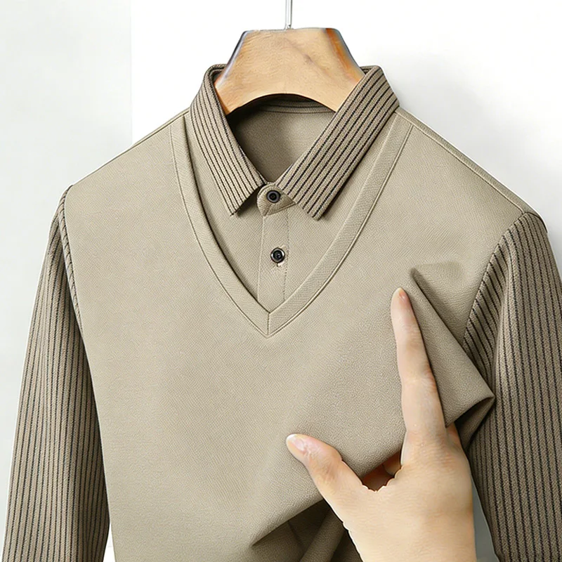 เสื้อเชิ้ตผู้ชายคอวีแขนยาวลายท - Mens Fashion Clothes บทวิจารณ์และราคา