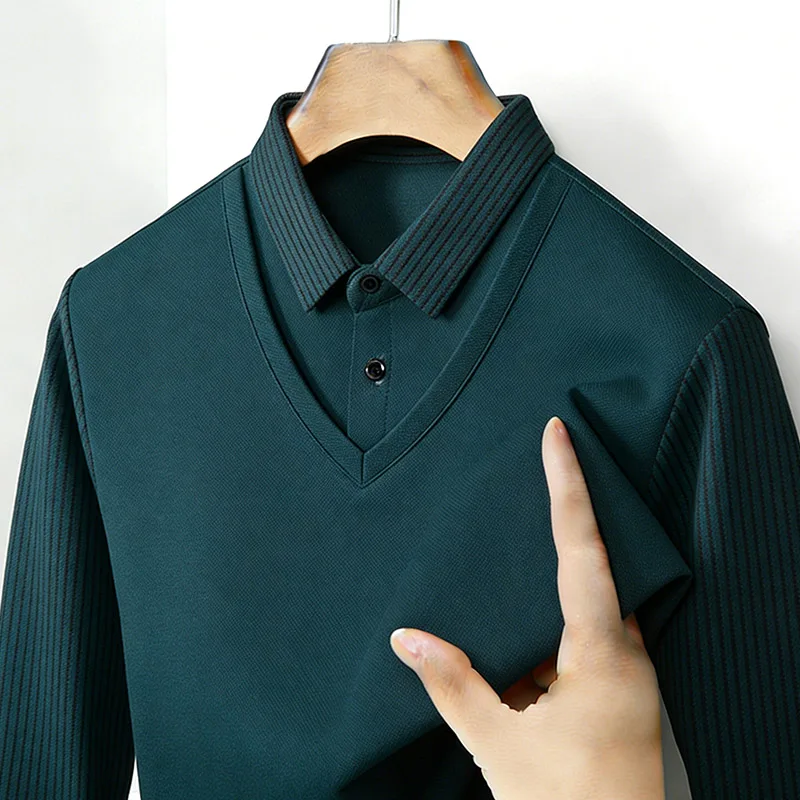 เสื้อเชิ้ตผู้ชายคอวีแขนยาวลายท - Mens Fashion Clothes บทวิจารณ์และราคา