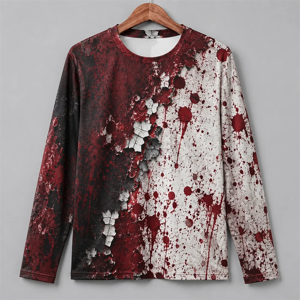 เสื้อยืดแขนยาวลายเลือดแดงสยองข - Men'S Fashion T Shirts บทวิจารณ์และราคา
