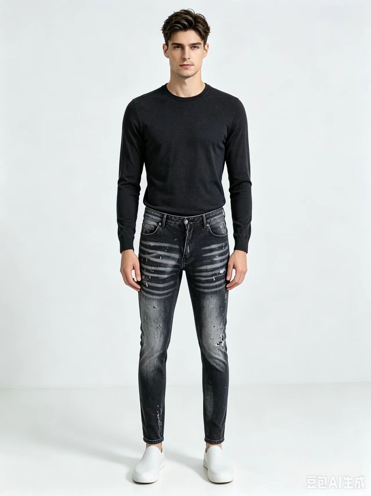 กางเกงยีนส์ผู้ชายทรงสกินนี่สีด - Men'S Fashion Grey Jeans บทวิจารณ์และราคา