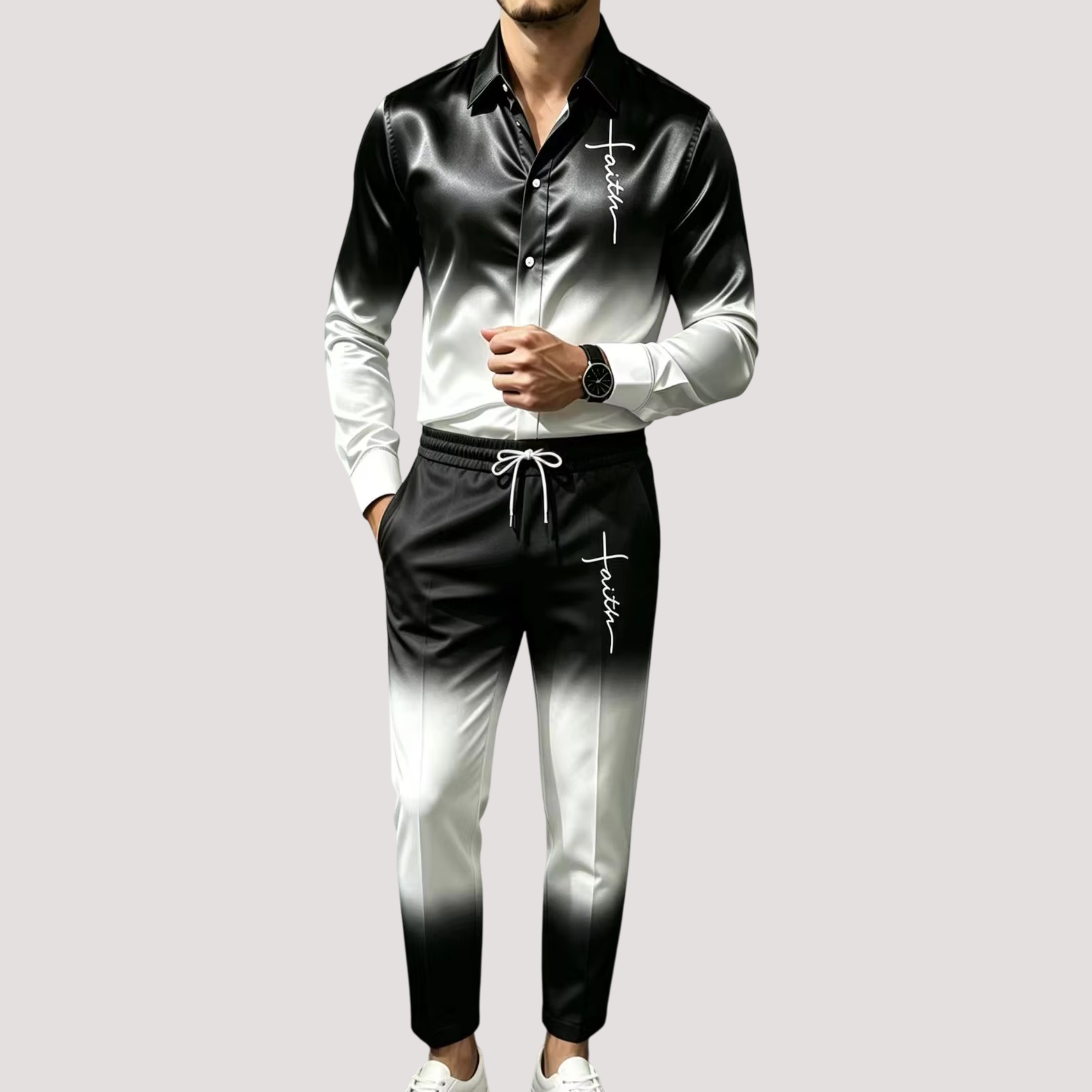 ชุดกีฬาผ้าซาตินไหมสำหรับผู้ชาย - Mens Fashion Clothes บทวิจารณ์และราคา