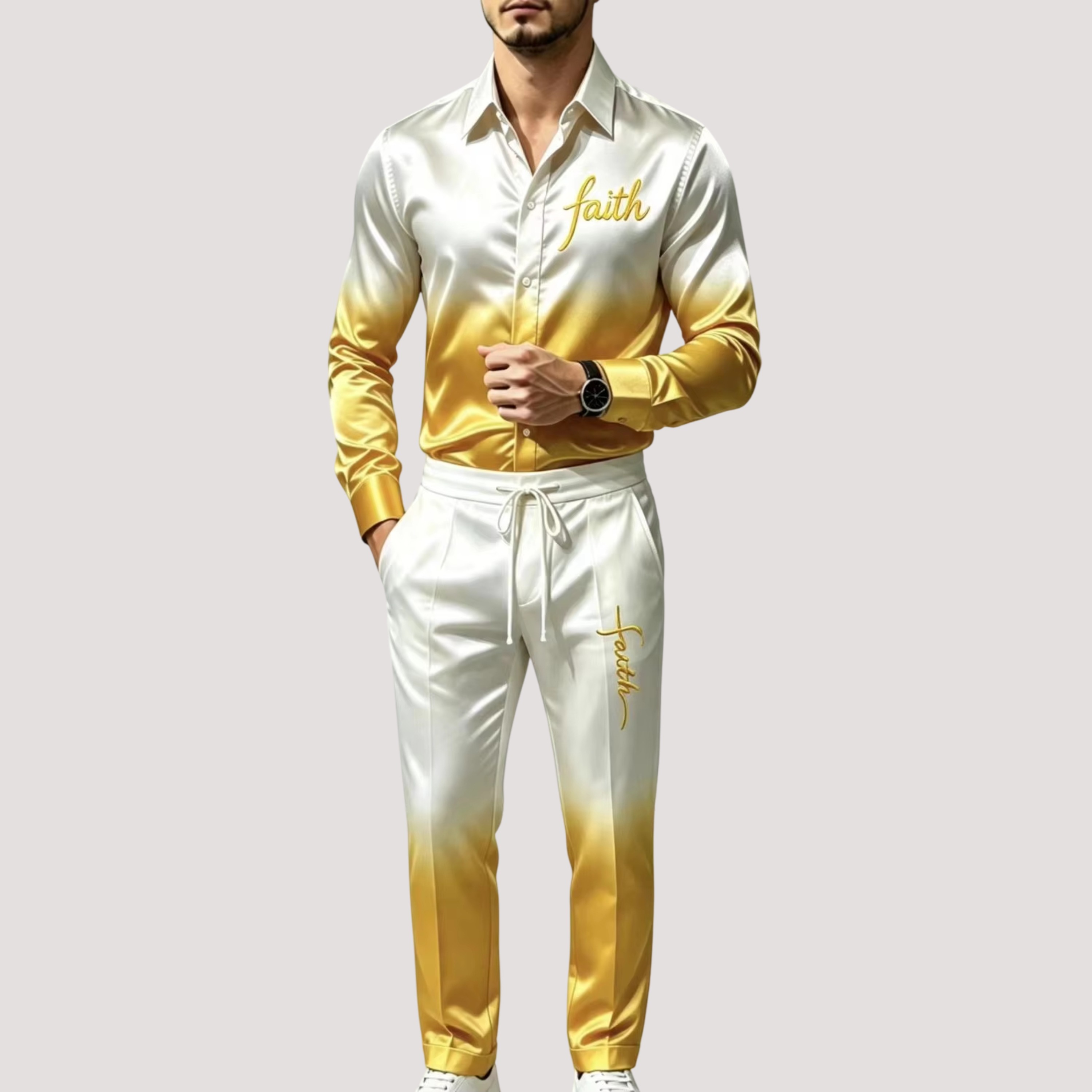 ชุดกีฬาผ้าซาตินไหมสำหรับผู้ชาย - Mens Fashion Clothes บทวิจารณ์และราคา