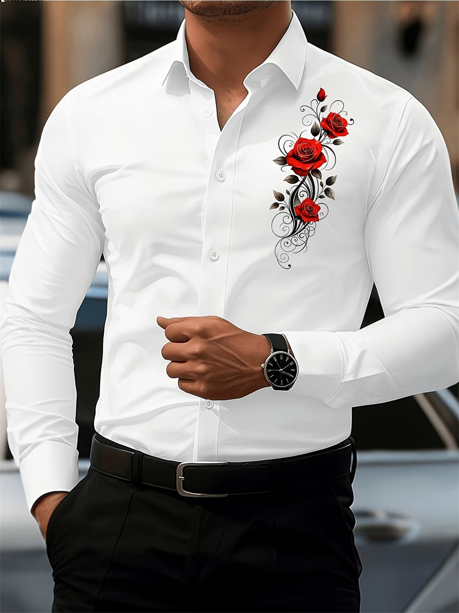 เสื้อเชิ้ตแขนยาวพิมพ์ลายดอกกุห - Mens Fashion Clothes บทวิจารณ์และราคา